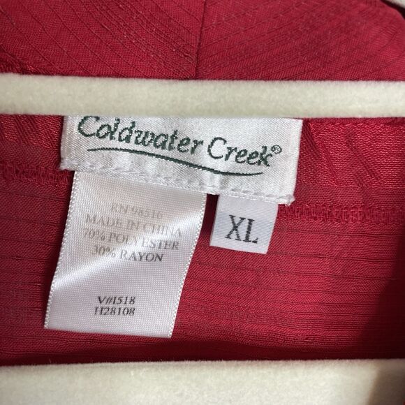 Coldwater Creek Women’s Red Blouse Textured Blouse Satin Stripes Size Large - Picture 3 of 4